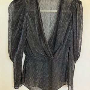 IRO Black and Silver Sheer Top